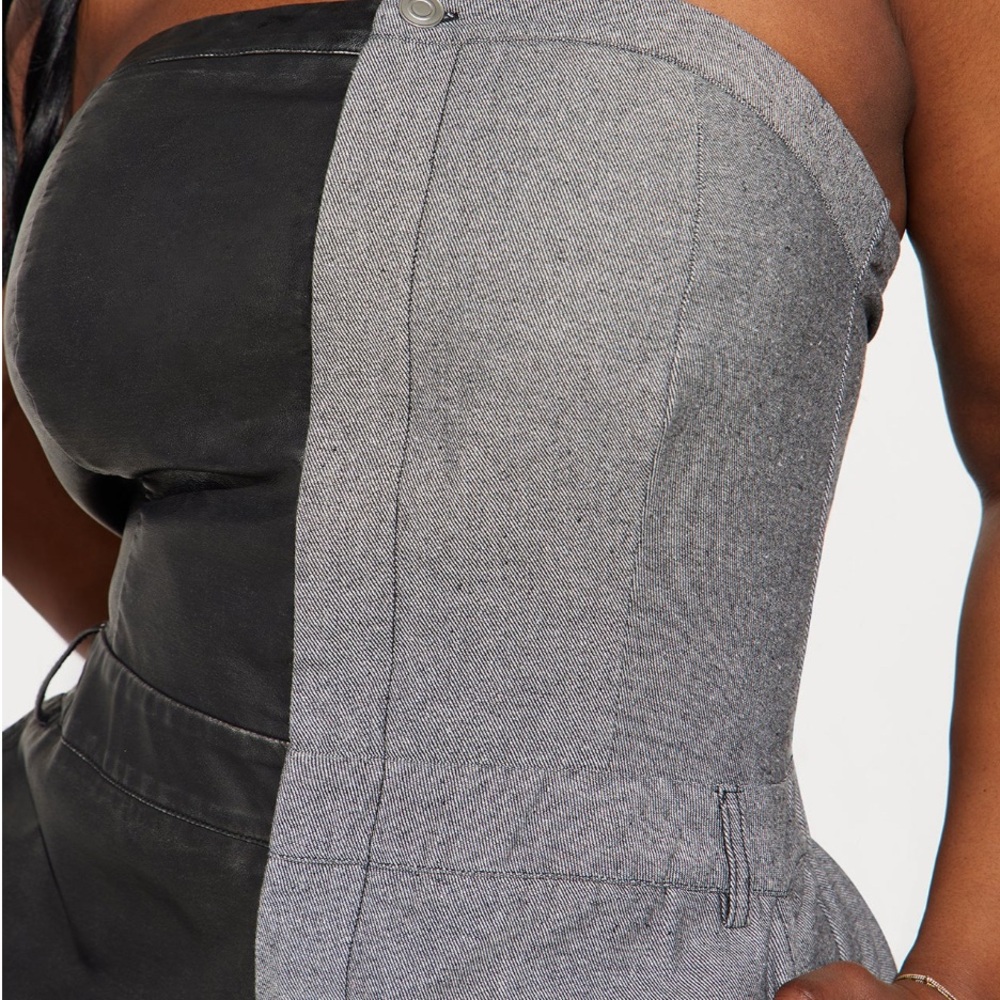 “Change Your Mind” Faux Leather  Black and Gray Women's Jumpsuit